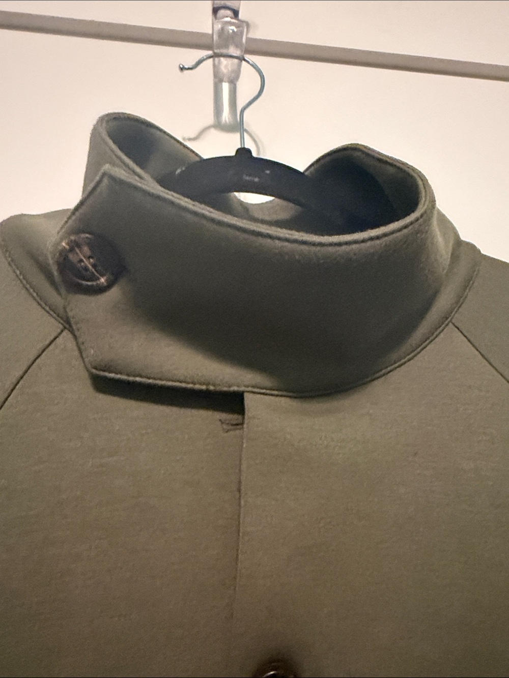 THML Women's Olive Green Funnel Neck Button-Front Swing Cape Coat - Picture 7 of 9